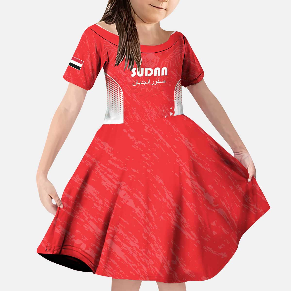 Custom Sudan Football Kid Short Sleeve Dress Come On Falcons of Jediane - Wonder Print Shop