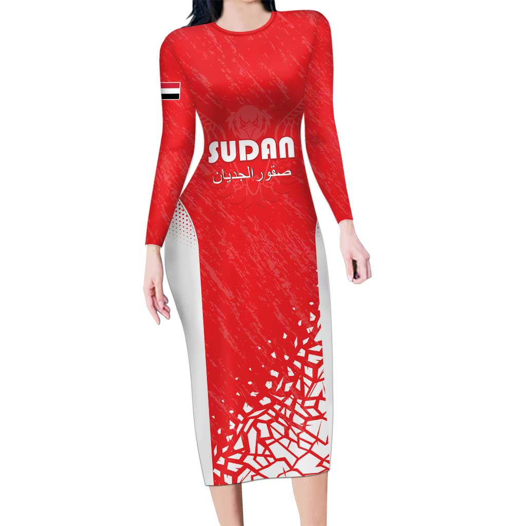 Custom Sudan Football Long Sleeve Bodycon Dress Come On Falcons of Jediane - Wonder Print Shop