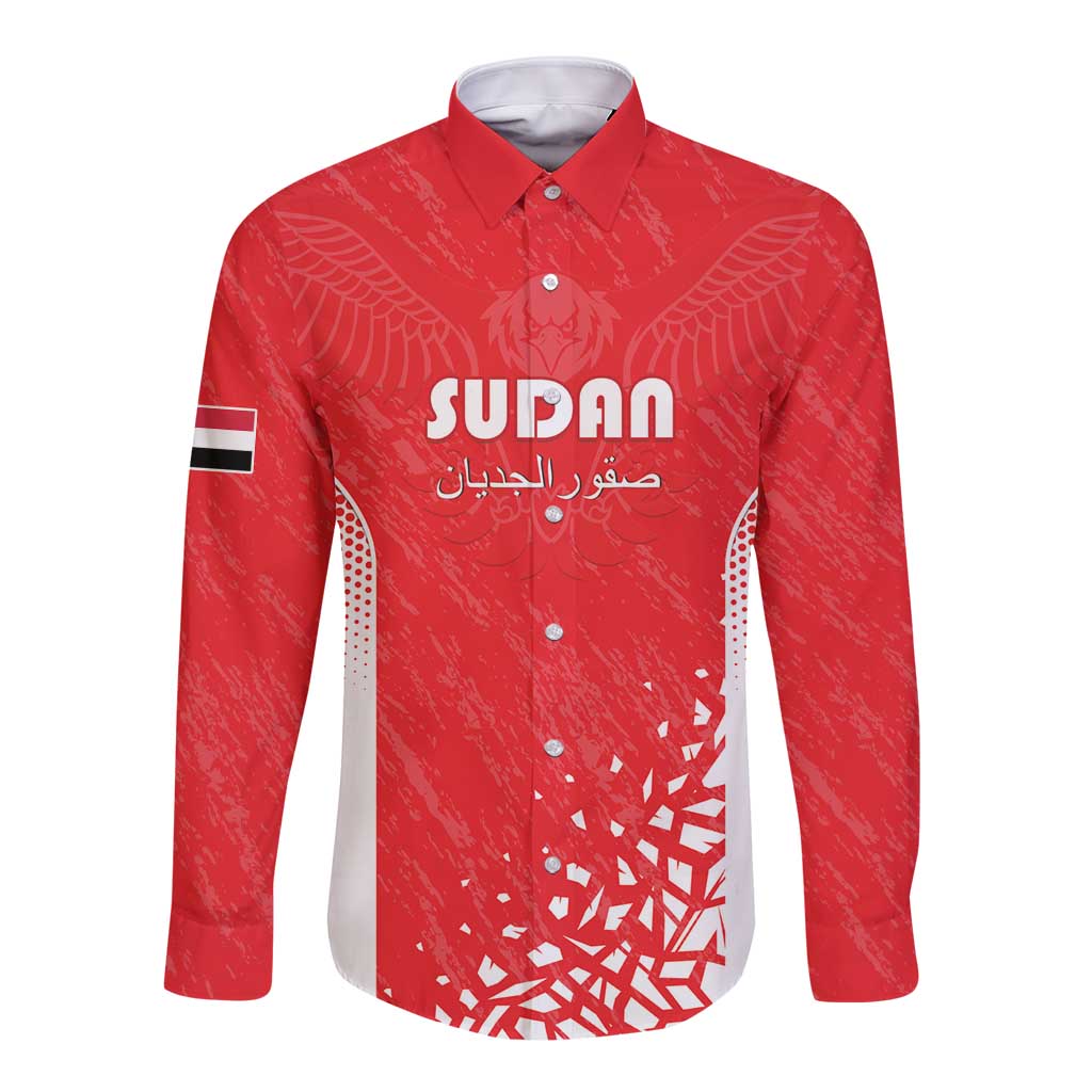 Custom Sudan Football Long Sleeve Button Shirt Come On Falcons of Jediane - Wonder Print Shop