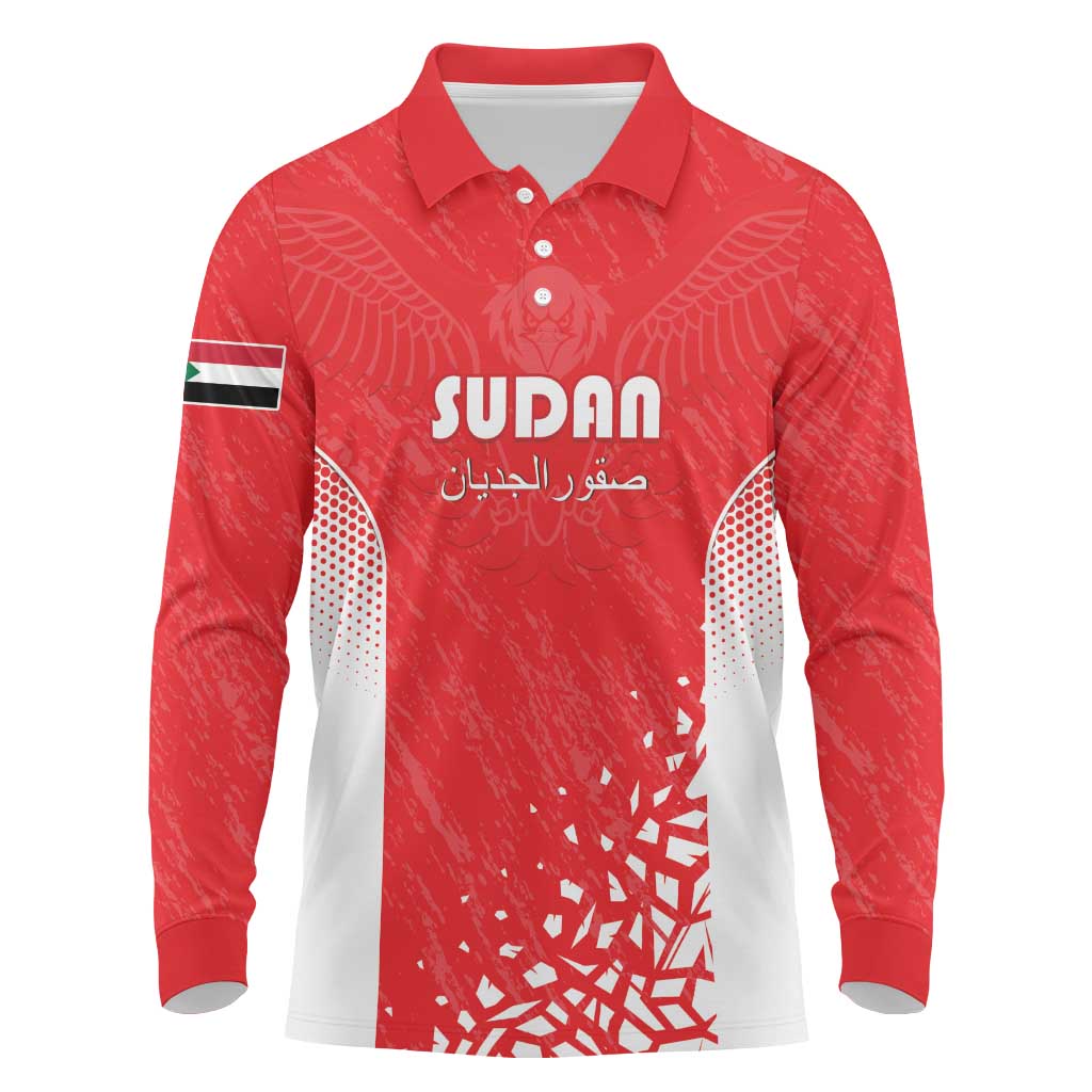 Custom Sudan Football Long Sleeve Polo Shirt Come On Falcons of Jediane - Wonder Print Shop