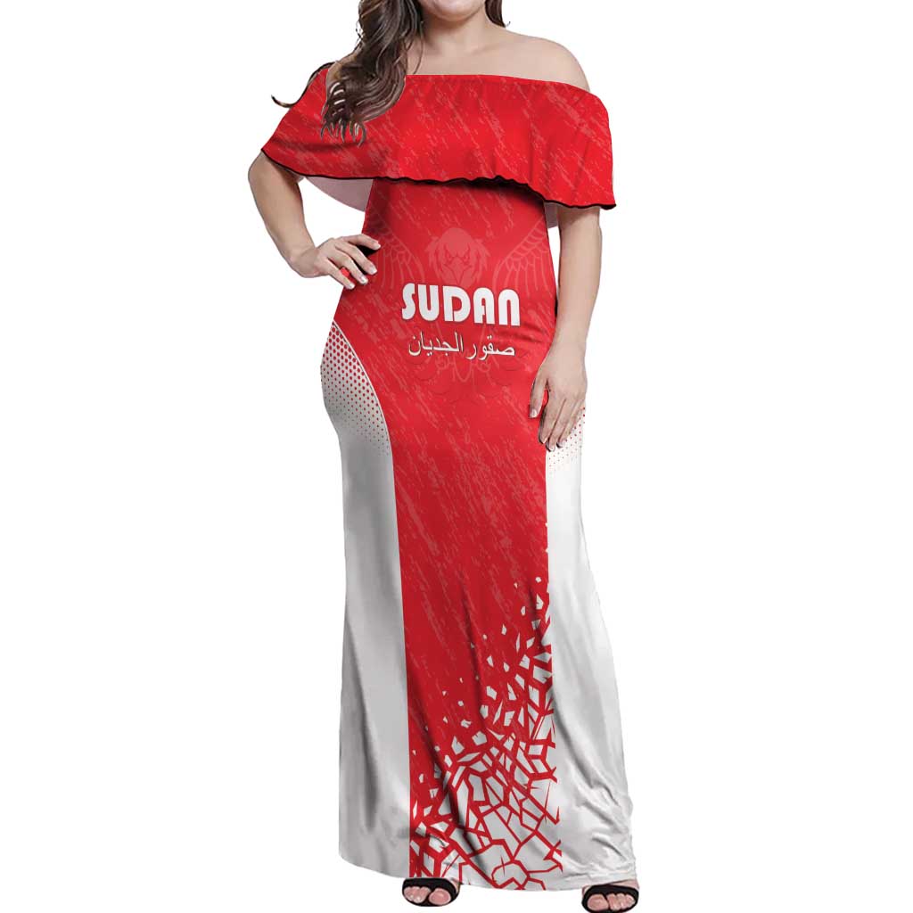 Custom Sudan Football Off Shoulder Maxi Dress Come On Falcons of Jediane - Wonder Print Shop