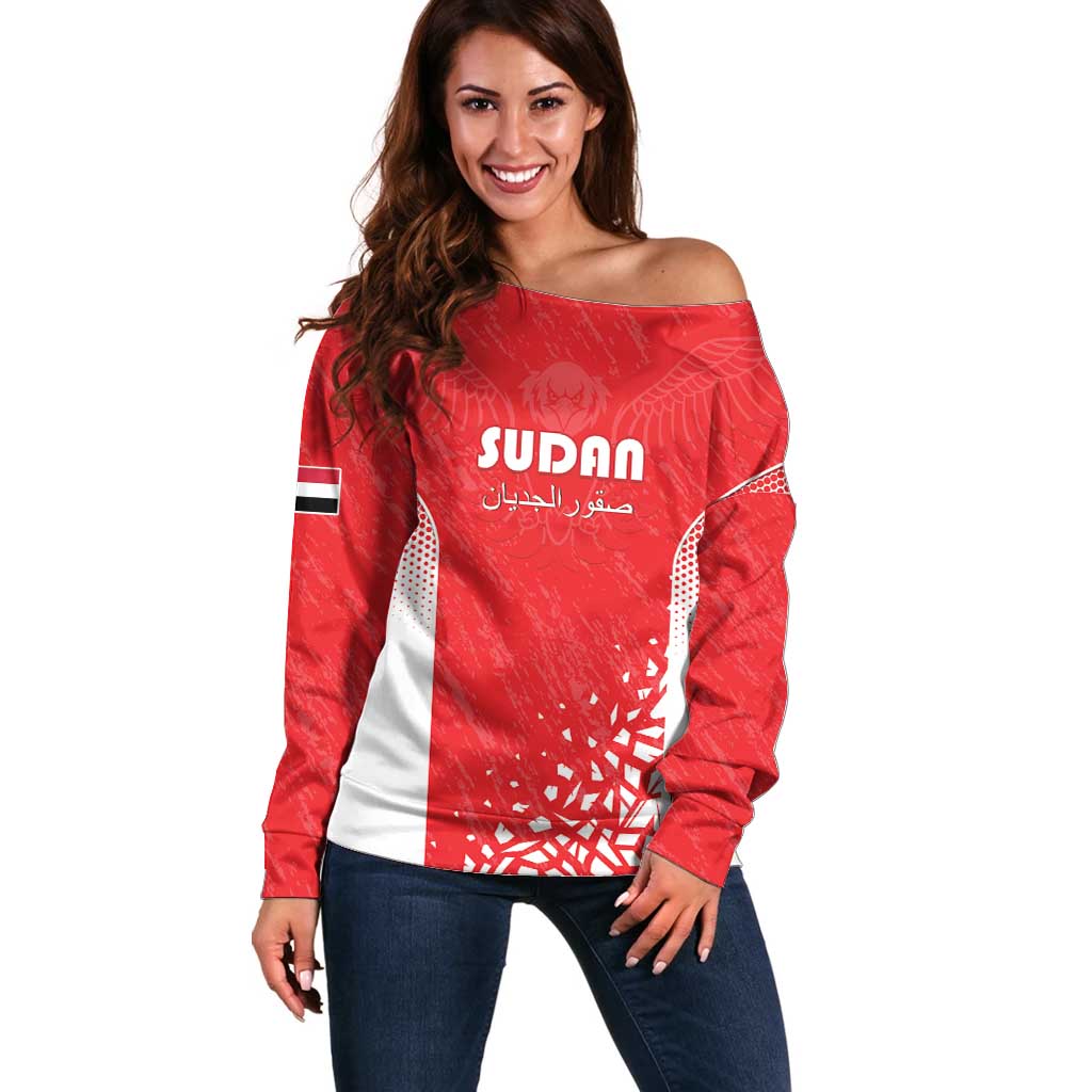 Custom Sudan Football Off Shoulder Sweater Come On Falcons of Jediane - Wonder Print Shop