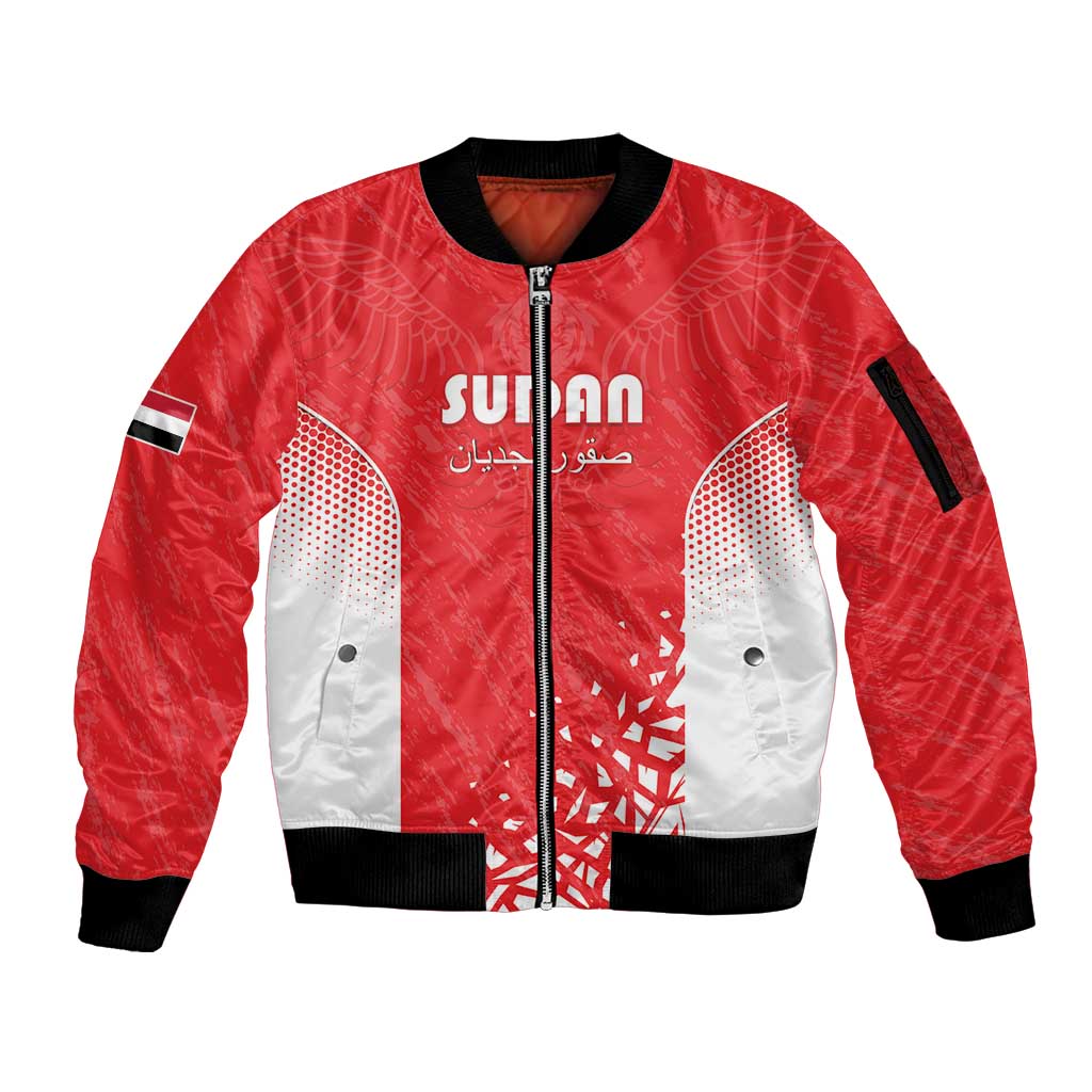 Custom Sudan Football Sleeve Zip Bomber Jacket Come On Falcons of Jediane - Wonder Print Shop