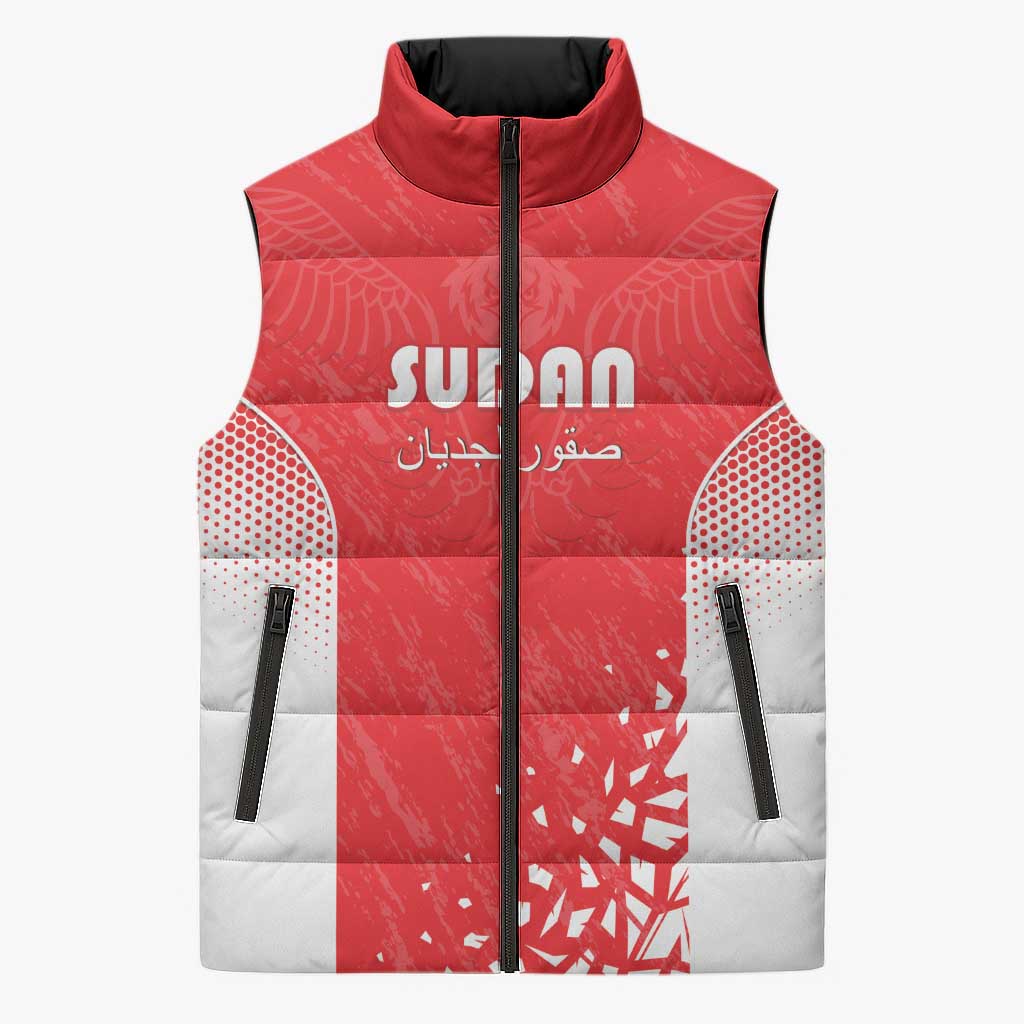 Custom Sudan Football Sleeveless Puffer Jacket Come On Falcons of Jediane - Wonder Print Shop