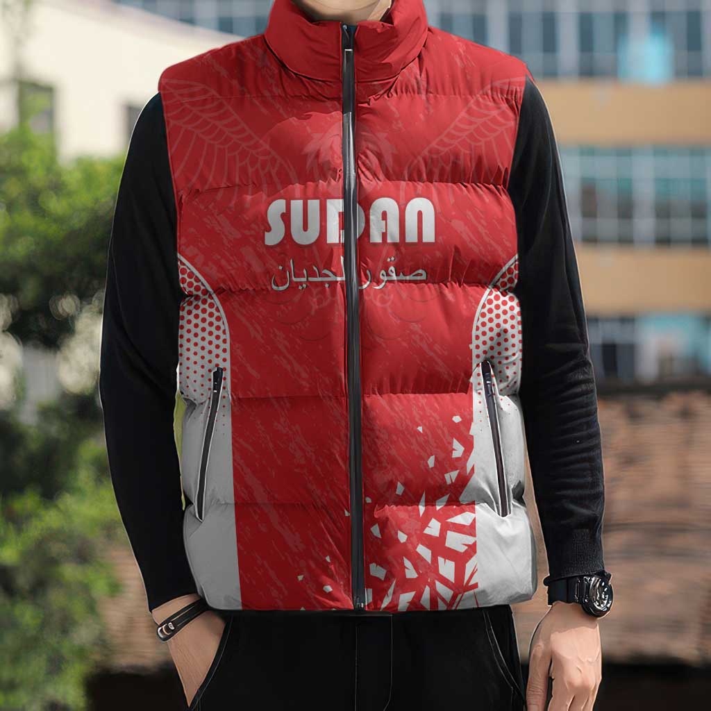 Custom Sudan Football Sleeveless Puffer Jacket Come On Falcons of Jediane - Wonder Print Shop
