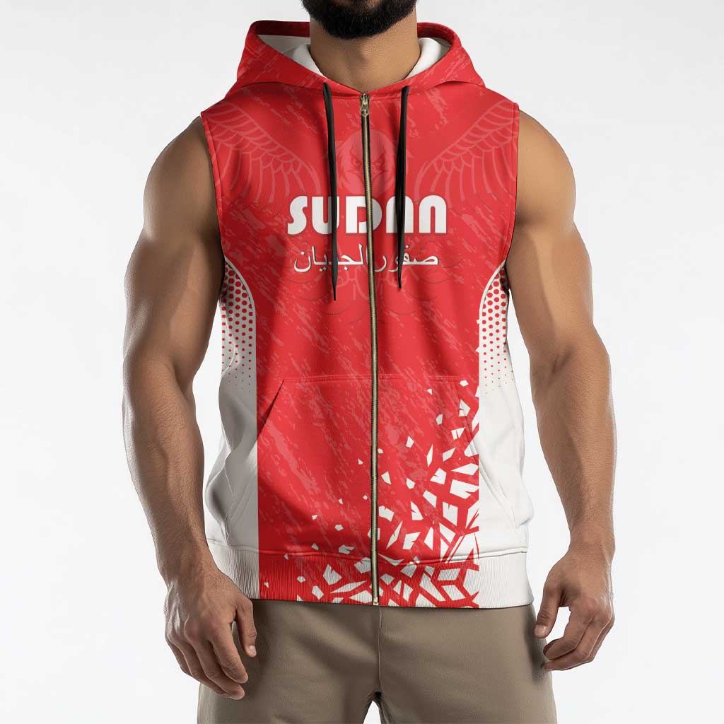 Custom Sudan Football Sleeveless Zip Hoodie Come On Falcons of Jediane - Wonder Print Shop