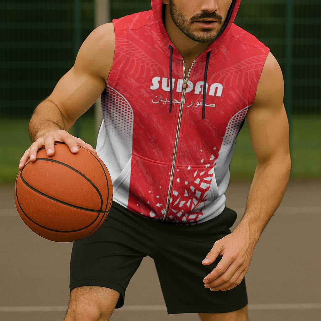 Custom Sudan Football Sleeveless Zip Hoodie Come On Falcons of Jediane - Wonder Print Shop