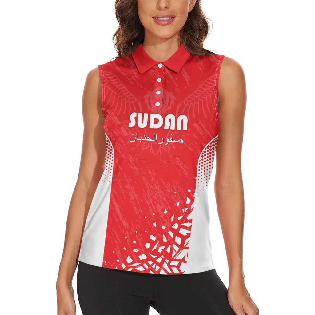 Custom Sudan Football Women Sleeveless Polo Shirt Come On Falcons of Jediane - Wonder Print Shop