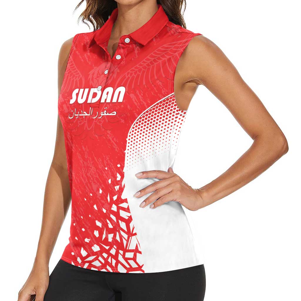 Custom Sudan Football Women Sleeveless Polo Shirt Come On Falcons of Jediane - Wonder Print Shop