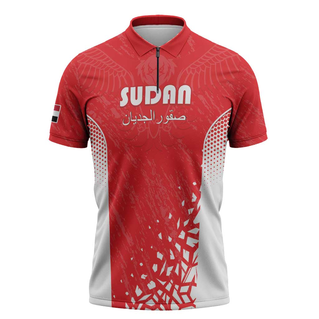 Custom Sudan Football Zipper Polo Shirt Come On Falcons of Jediane - Wonder Print Shop