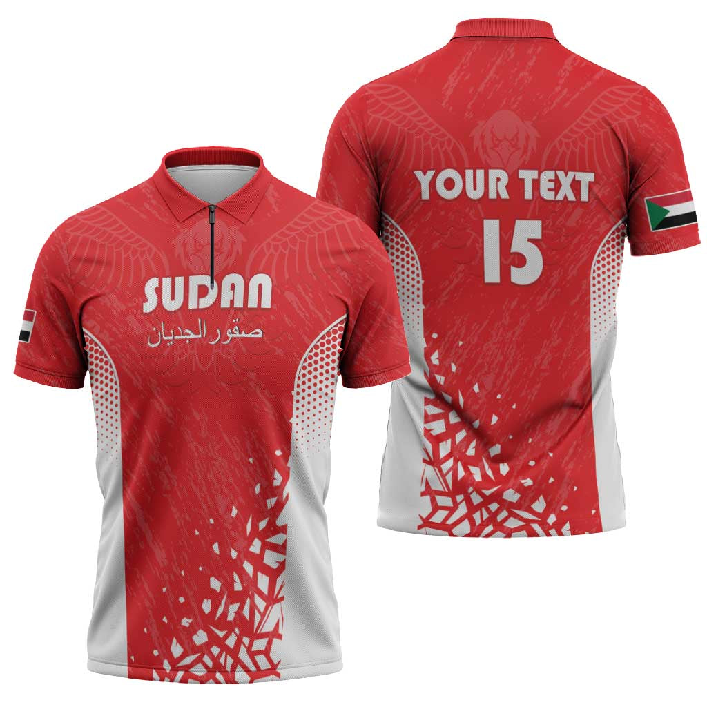Custom Sudan Football Zipper Polo Shirt Come On Falcons of Jediane - Wonder Print Shop