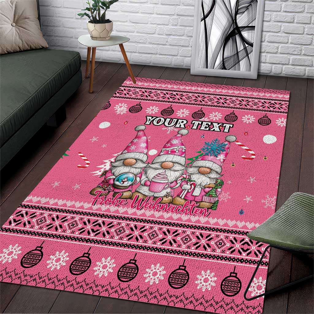 Personalised Germany Christmas Area Rug Cute Pink Gnome Frohe Weihnachten - Wonder Print Shop