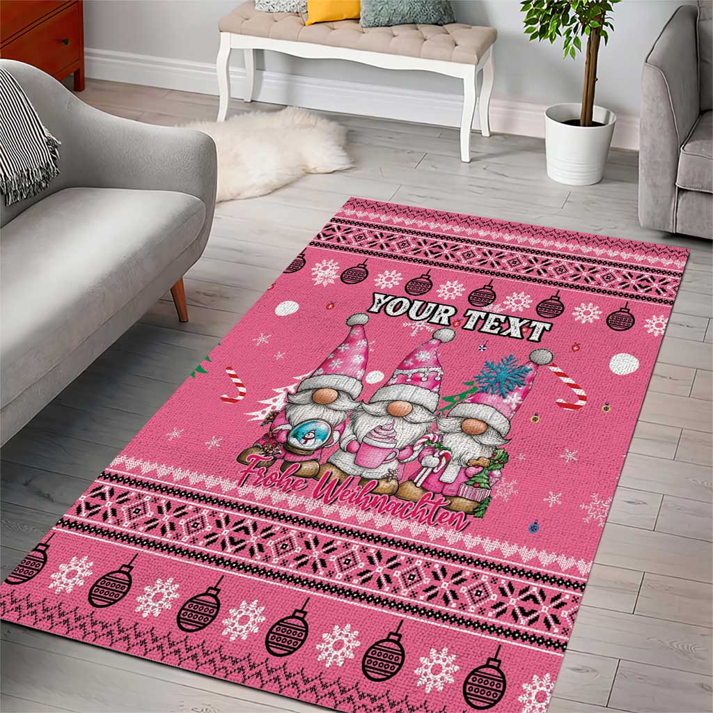 Personalised Germany Christmas Area Rug Cute Pink Gnome Frohe Weihnachten - Wonder Print Shop