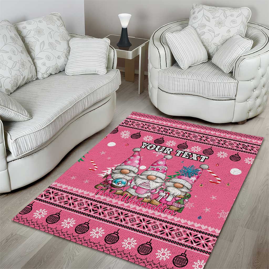 Personalised Germany Christmas Area Rug Cute Pink Gnome Frohe Weihnachten - Wonder Print Shop