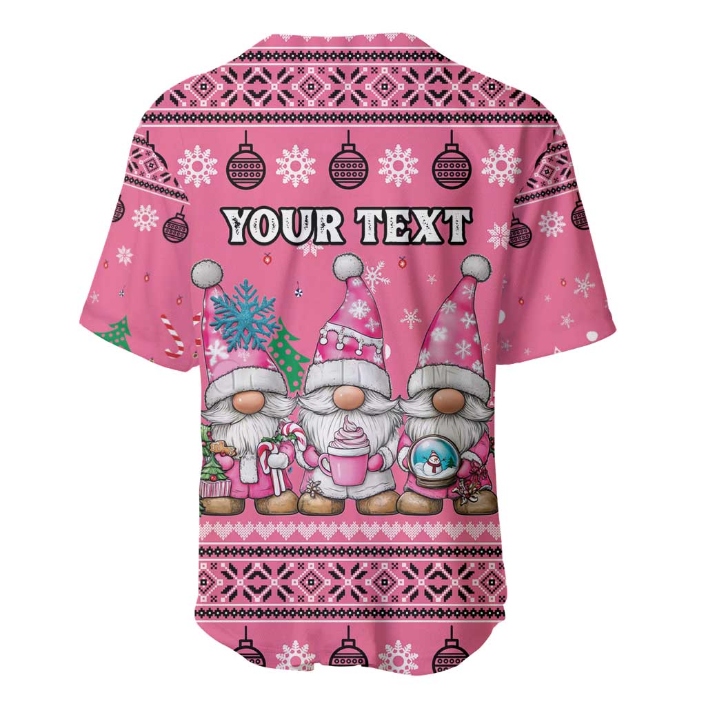 Personalised Germany Christmas Baseball Jersey Cute Pink Gnome Frohe Weihnachten - Wonder Print Shop