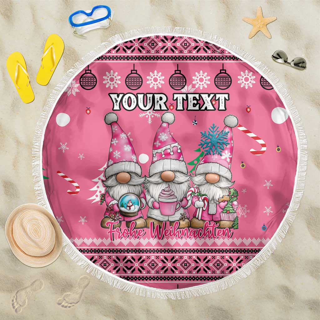 Personalised Germany Christmas Beach Blanket Cute Pink Gnome Frohe Weihnachten - Wonder Print Shop