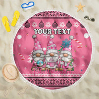 Personalised Germany Christmas Beach Blanket Cute Pink Gnome Frohe Weihnachten - Wonder Print Shop