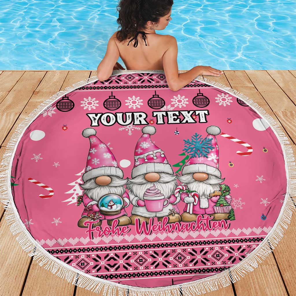 Personalised Germany Christmas Beach Blanket Cute Pink Gnome Frohe Weihnachten - Wonder Print Shop