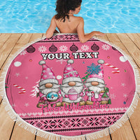 Personalised Germany Christmas Beach Blanket Cute Pink Gnome Frohe Weihnachten - Wonder Print Shop
