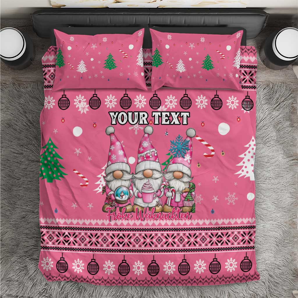 Personalised Germany Christmas Bedding Set Cute Pink Gnome Frohe Weihnachten - Wonder Print Shop