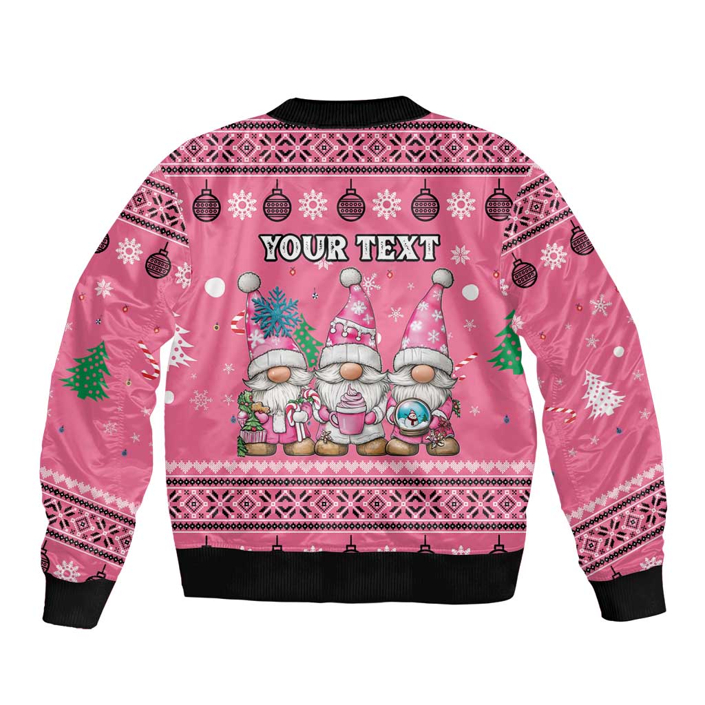 Personalised Germany Christmas Bomber Jacket Cute Pink Gnome Frohe Weihnachten - Wonder Print Shop