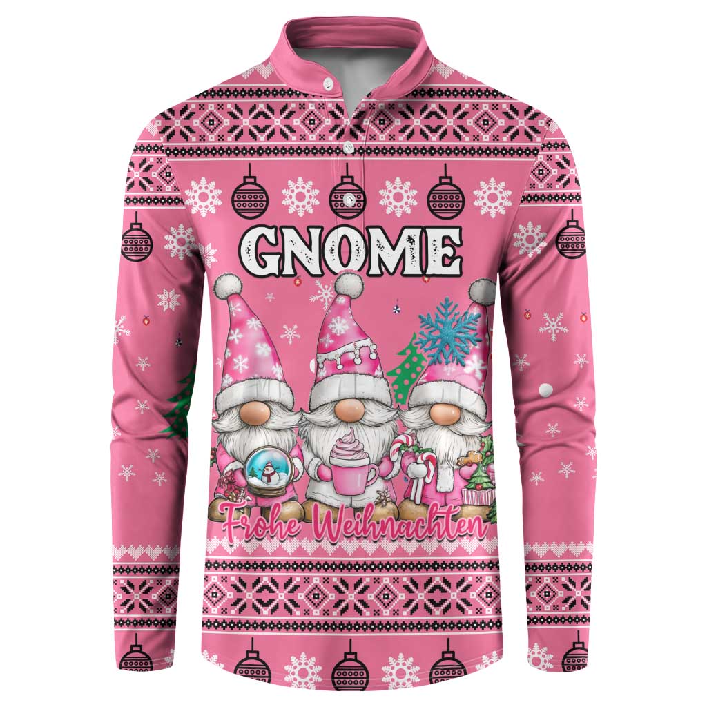 Personalised Germany Christmas Button Sweatshirt Cute Pink Gnome Frohe Weihnachten - Wonder Print Shop