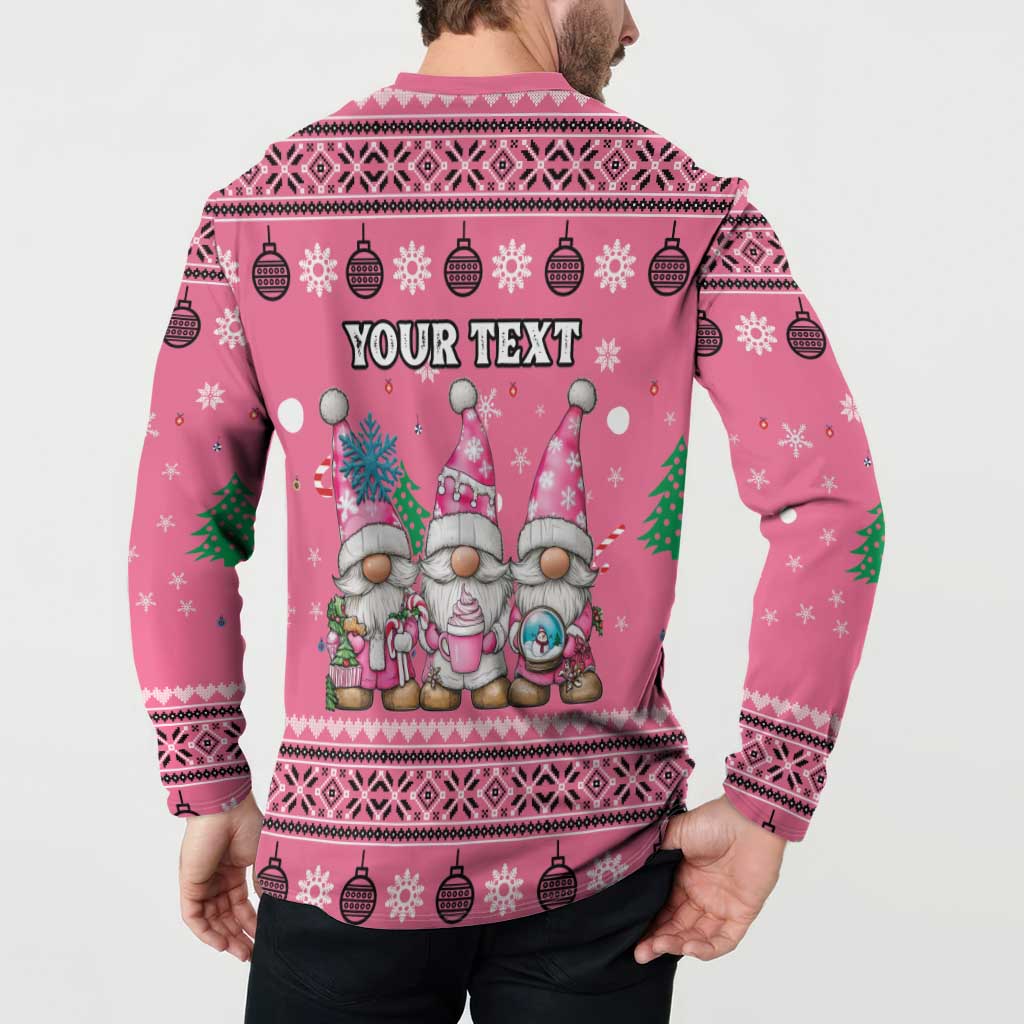 Personalised Germany Christmas Button Sweatshirt Cute Pink Gnome Frohe Weihnachten - Wonder Print Shop