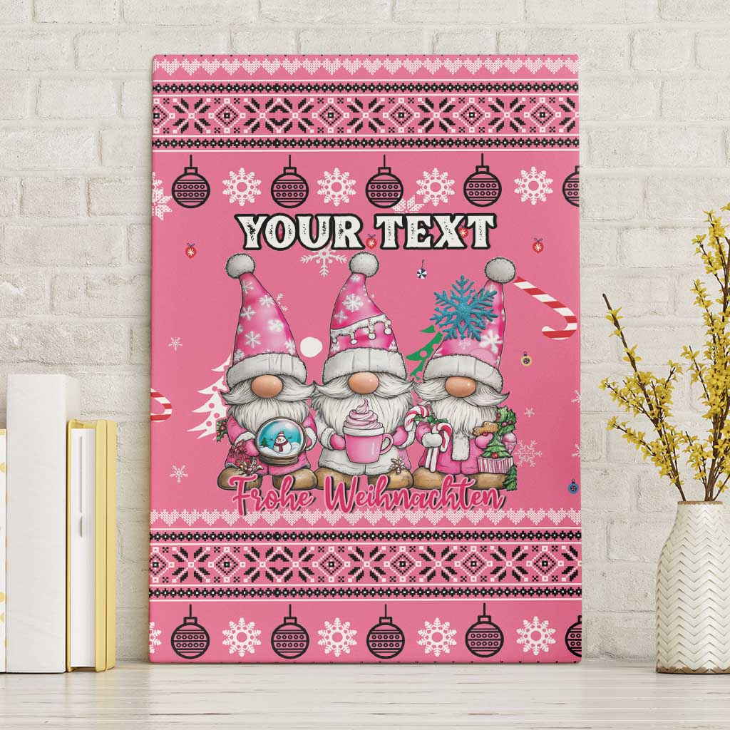Personalised Germany Christmas Canvas Wall Art Cute Pink Gnome Frohe Weihnachten - Wonder Print Shop