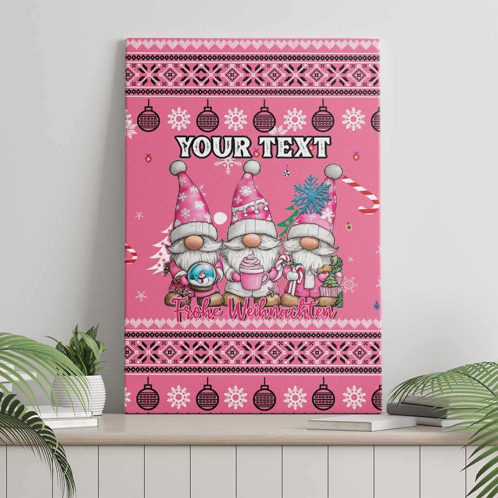 Personalised Germany Christmas Canvas Wall Art Cute Pink Gnome Frohe Weihnachten - Wonder Print Shop
