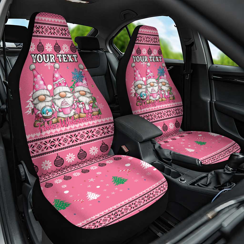 Personalised Germany Christmas Car Seat Cover Cute Pink Gnome Frohe Weihnachten - Wonder Print Shop