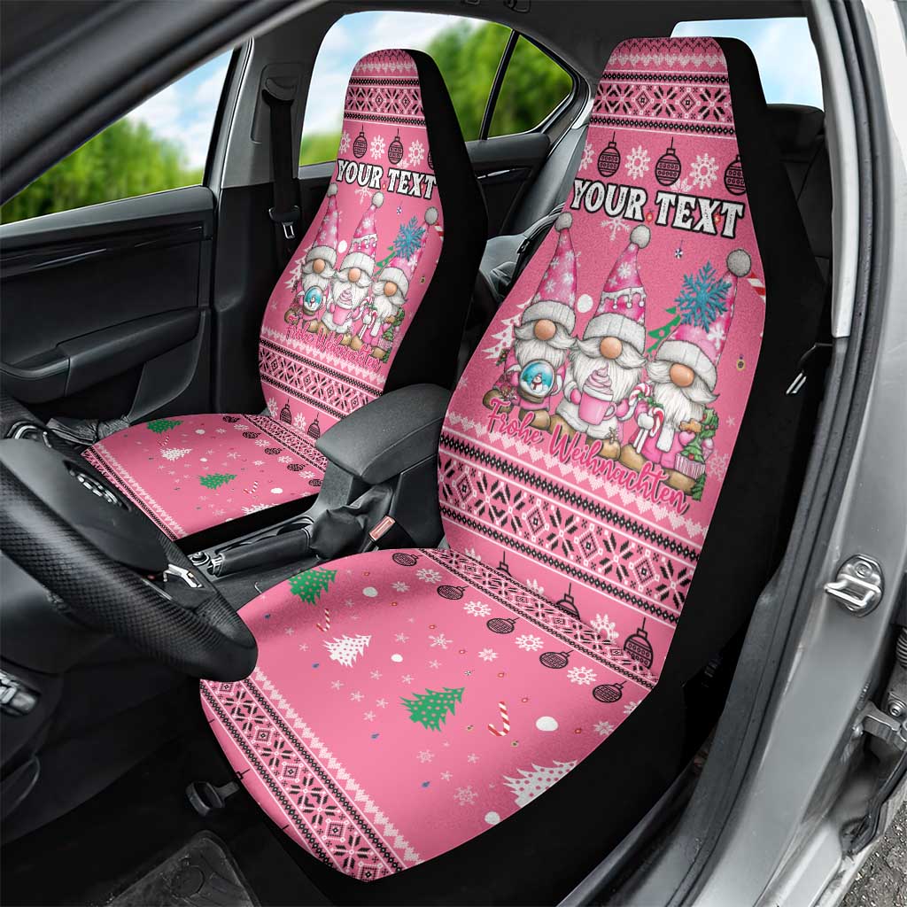 Personalised Germany Christmas Car Seat Cover Cute Pink Gnome Frohe Weihnachten - Wonder Print Shop