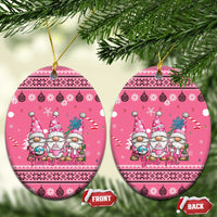 Personalised Germany Christmas Ceramic Ornament Cute Pink Gnome Frohe Weihnachten - Wonder Print Shop