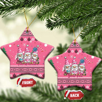Personalised Germany Christmas Ceramic Ornament Cute Pink Gnome Frohe Weihnachten - Wonder Print Shop