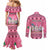 Personalised Germany Christmas Couples Matching Mermaid Dress and Long Sleeve Button Shirt Cute Pink Gnome Frohe Weihnachten
