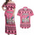 Personalised Germany Christmas Couples Matching Off Shoulder Maxi Dress and Hawaiian Shirt Cute Pink Gnome Frohe Weihnachten - Wonder Print Shop