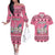 Personalised Germany Christmas Couples Matching Off The Shoulder Long Sleeve Dress and Hawaiian Shirt Cute Pink Gnome Frohe Weihnachten - Wonder Print Shop