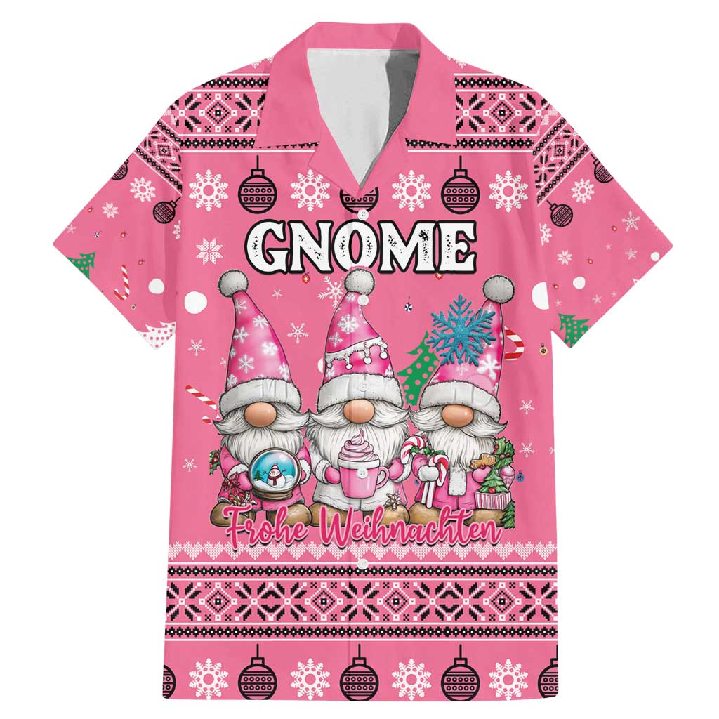 Personalised Germany Christmas Family Matching Mermaid Dress and Hawaiian Shirt Cute Pink Gnome Frohe Weihnachten - Wonder Print Shop