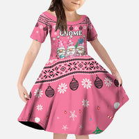 Personalised Germany Christmas Family Matching Off The Shoulder Long Sleeve Dress and Hawaiian Shirt Cute Pink Gnome Frohe Weihnachten - Wonder Print Shop