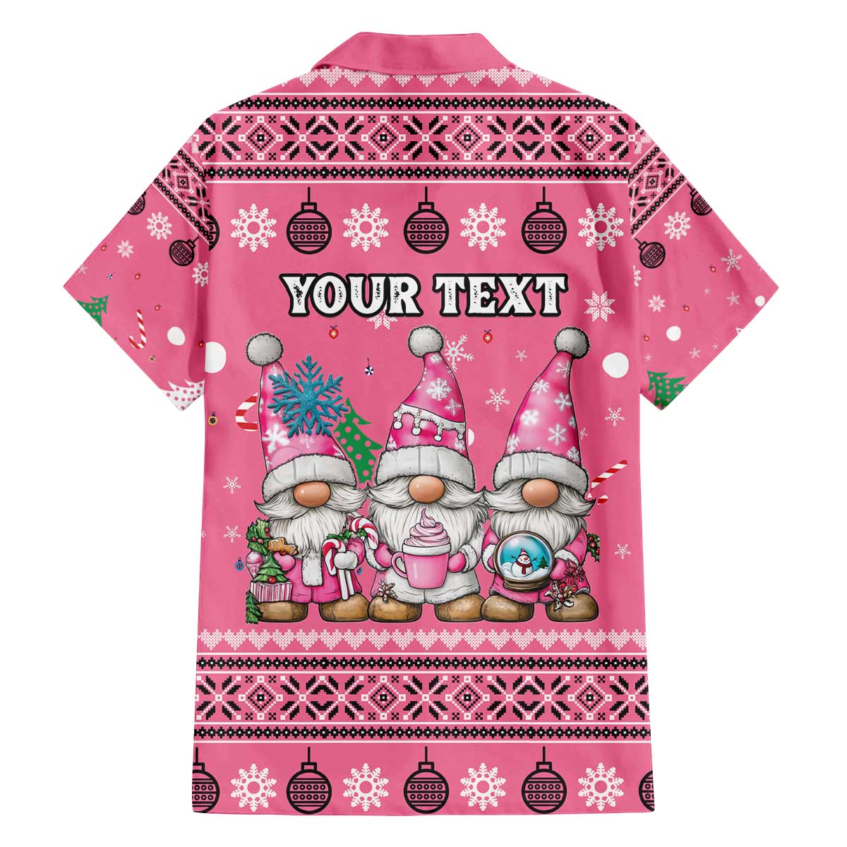 Personalised Germany Christmas Family Matching Off The Shoulder Long Sleeve Dress and Hawaiian Shirt Cute Pink Gnome Frohe Weihnachten - Wonder Print Shop