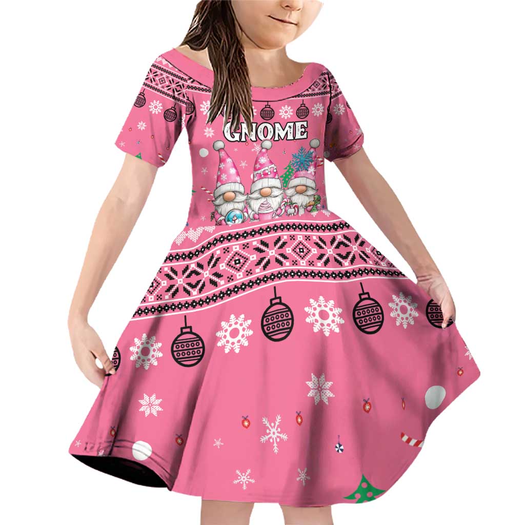 Personalised Germany Christmas Family Matching Off Shoulder Short Dress and Hawaiian Shirt Cute Pink Gnome Frohe Weihnachten - Wonder Print Shop