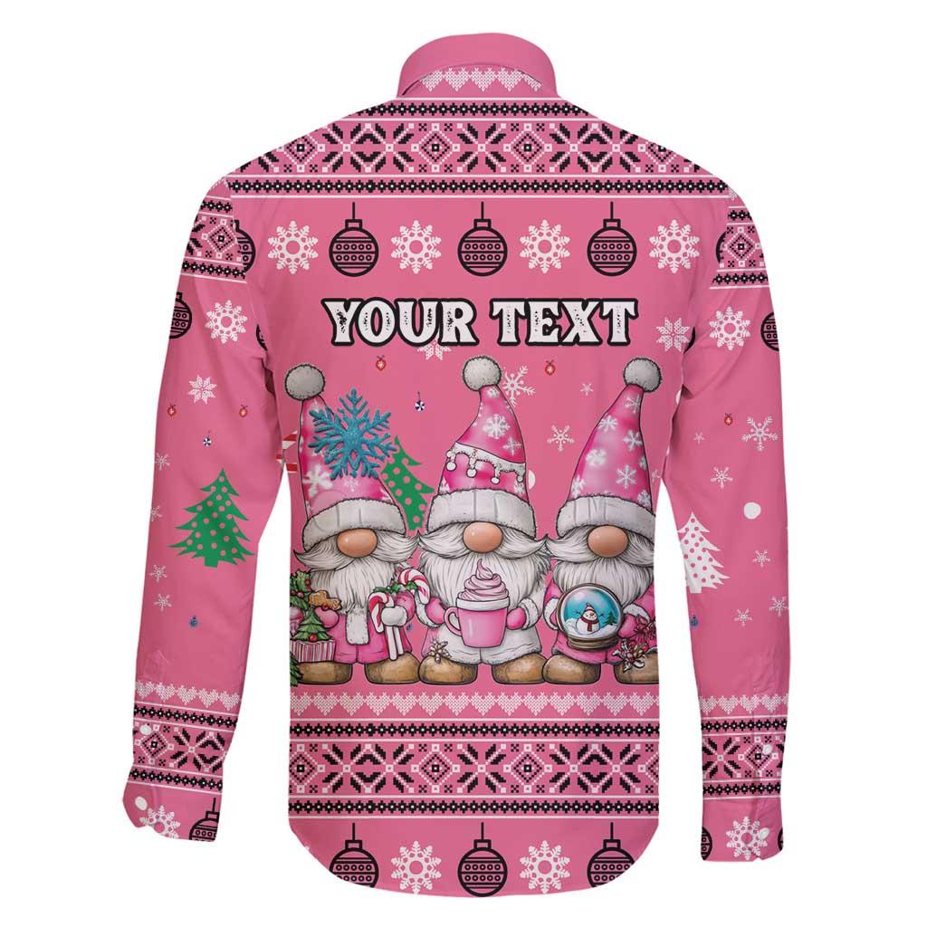 Personalised Germany Christmas Family Matching Off Shoulder Short Dress and Hawaiian Shirt Cute Pink Gnome Frohe Weihnachten - Wonder Print Shop