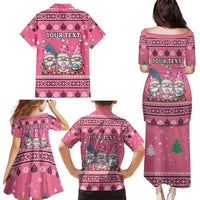 Personalised Germany Christmas Family Matching Puletasi and Hawaiian Shirt Cute Pink Gnome Frohe Weihnachten - Wonder Print Shop