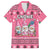 Personalised Germany Christmas Family Matching Short Sleeve Bodycon Dress and Hawaiian Shirt Cute Pink Gnome Frohe Weihnachten - Wonder Print Shop
