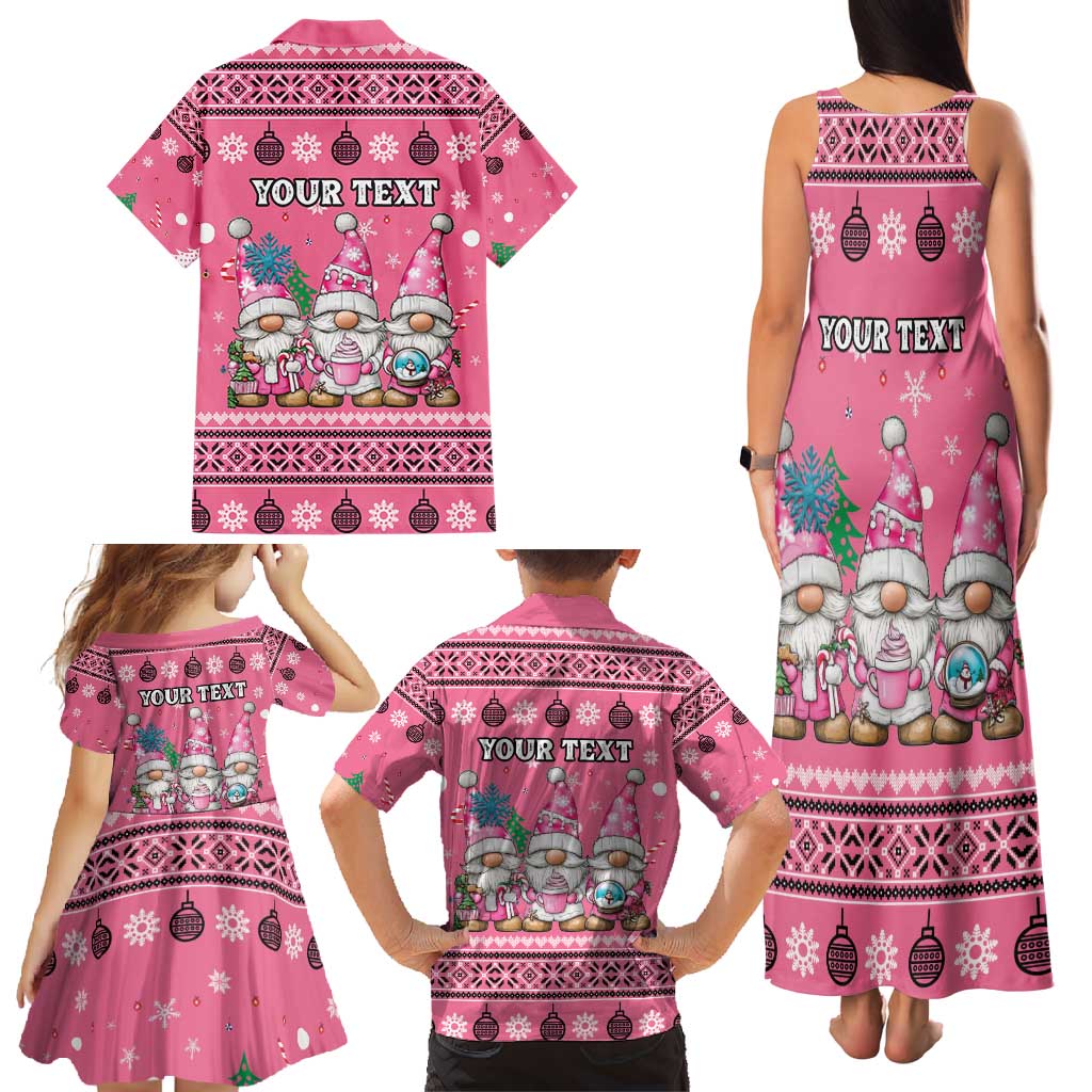 Personalised Germany Christmas Family Matching Tank Maxi Dress and Hawaiian Shirt Cute Pink Gnome Frohe Weihnachten - Wonder Print Shop
