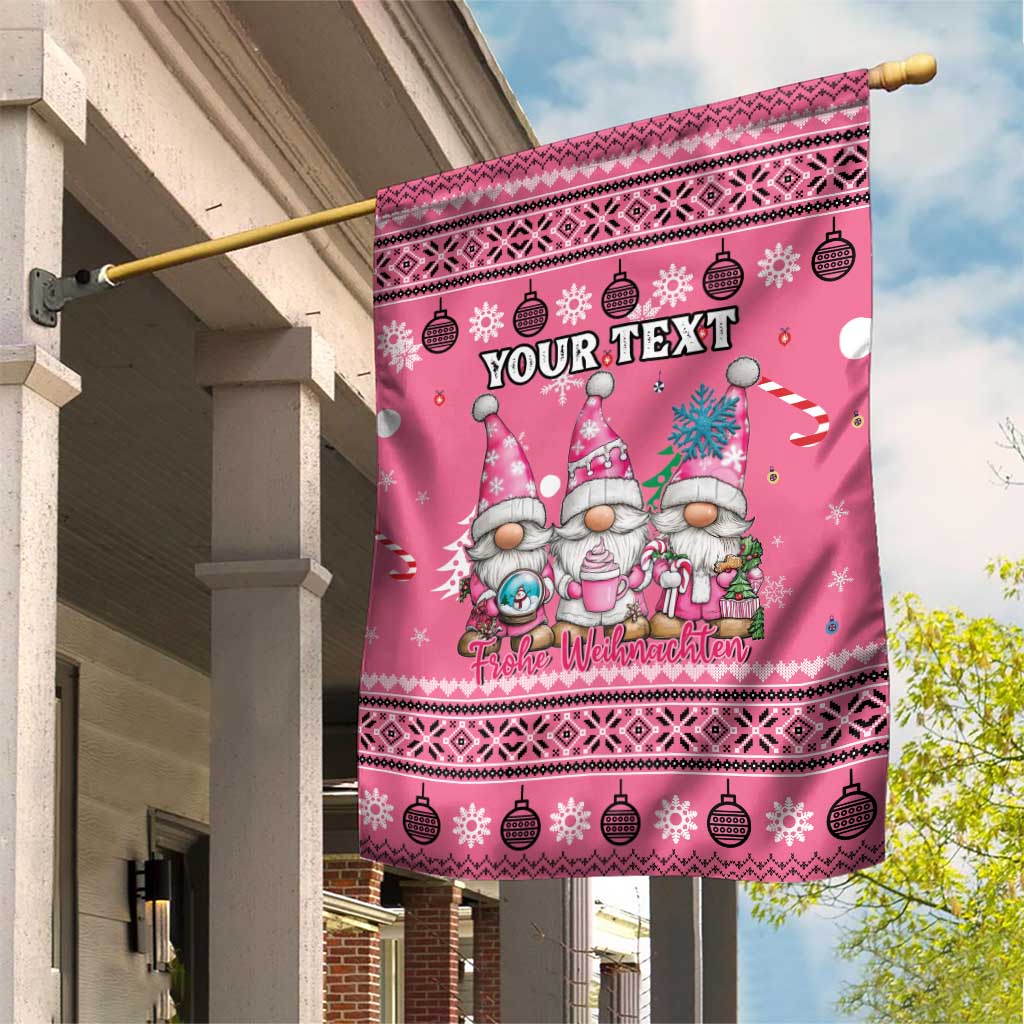 Personalised Germany Christmas Garden Flag Cute Pink Gnome Frohe Weihnachten - Wonder Print Shop