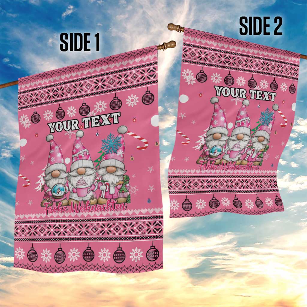 Personalised Germany Christmas Garden Flag Cute Pink Gnome Frohe Weihnachten - Wonder Print Shop