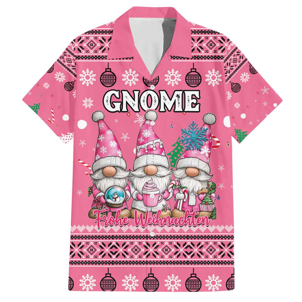 Personalised Germany Christmas Hawaiian Shirt Cute Pink Gnome Frohe Weihnachten - Wonder Print Shop