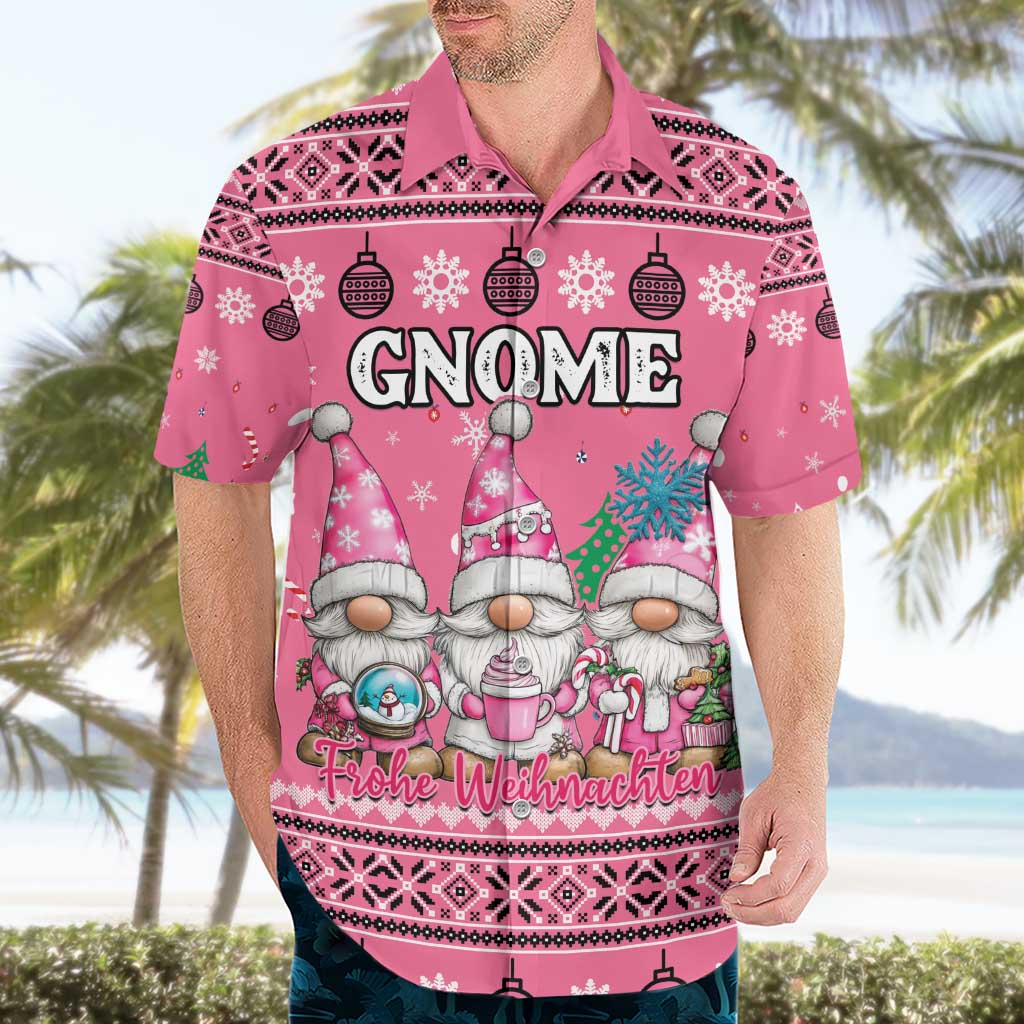 Personalised Germany Christmas Hawaiian Shirt Cute Pink Gnome Frohe Weihnachten - Wonder Print Shop