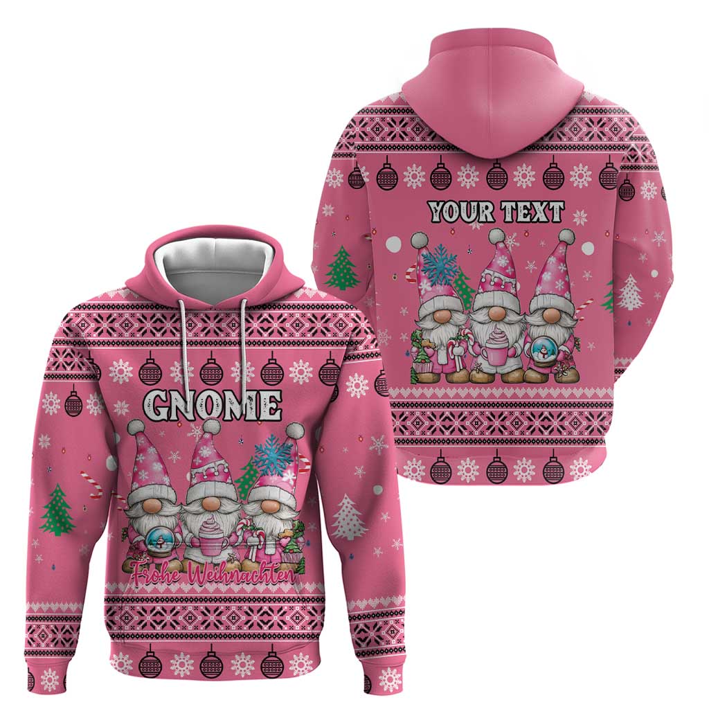 Personalised Germany Christmas Hoodie Cute Pink Gnome Frohe Weihnachten - Wonder Print Shop