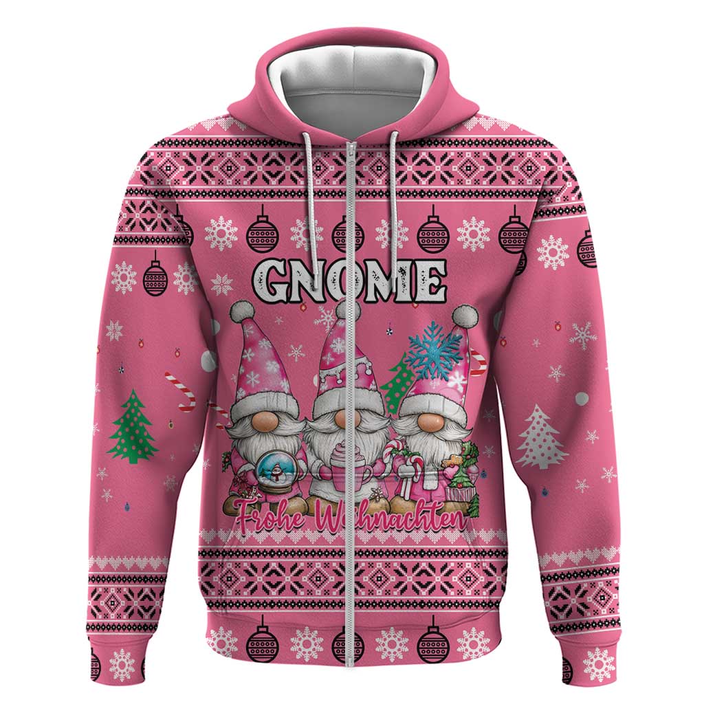 Personalised Germany Christmas Hoodie Cute Pink Gnome Frohe Weihnachten - Wonder Print Shop
